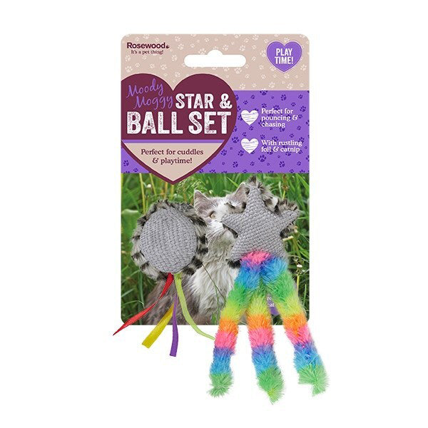 39059-2pc-rosewood-moody-moggy-star-and-ball-set-cat-kitten-pet-toy