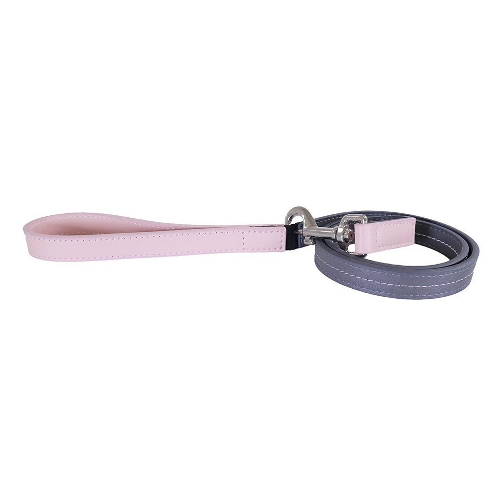 4158-rosewood-107cm-leather-pet-dog-lead-training-walking-animal-leash-baby-pink-grey
