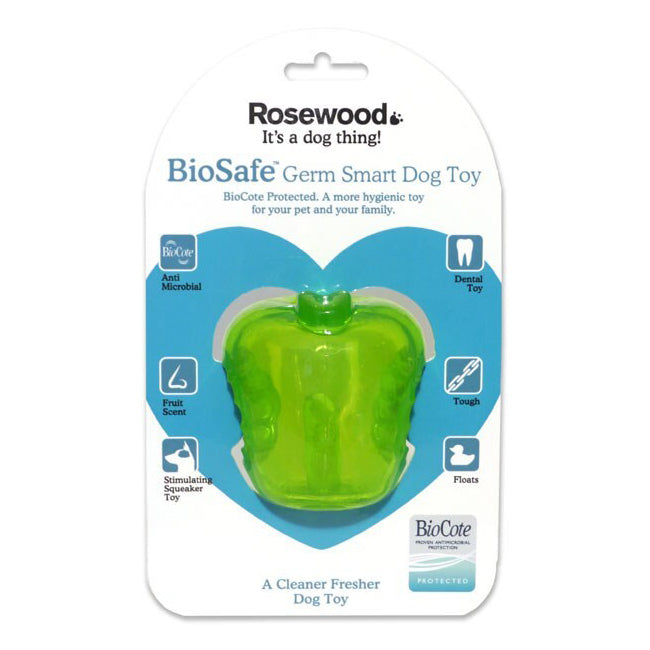 43003-rosewood-biosafe-apple-pet-dog-dental-chew-bite-interactive-play-fetch-toy-green