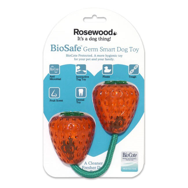 43006-rosewood-20cm-strawberry-biosafe-pet-dog-interactive-fun-play-dental-toy-red