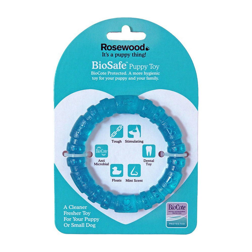 43102-rosewood-biosafe-puppy-9-5cm-ring-pet-dog-dental-chew-training-fetch-toy-blue