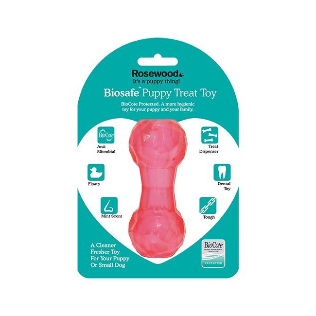 43106-rosewood-biosafe-puppy-treat-dispensing-dumbbell-pet-dog-training-play-toy-pink