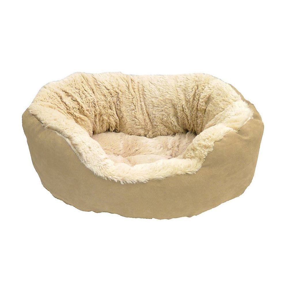 4321-rosewood-63cm-faux-suede-pet-dog-bed-sleeping-plush-comfort-cushion-square-tan