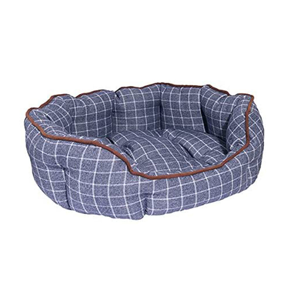 4431-rosewood-40-winks-dog-sleeper-marine-check-oval-pet-dog-bed-63cm