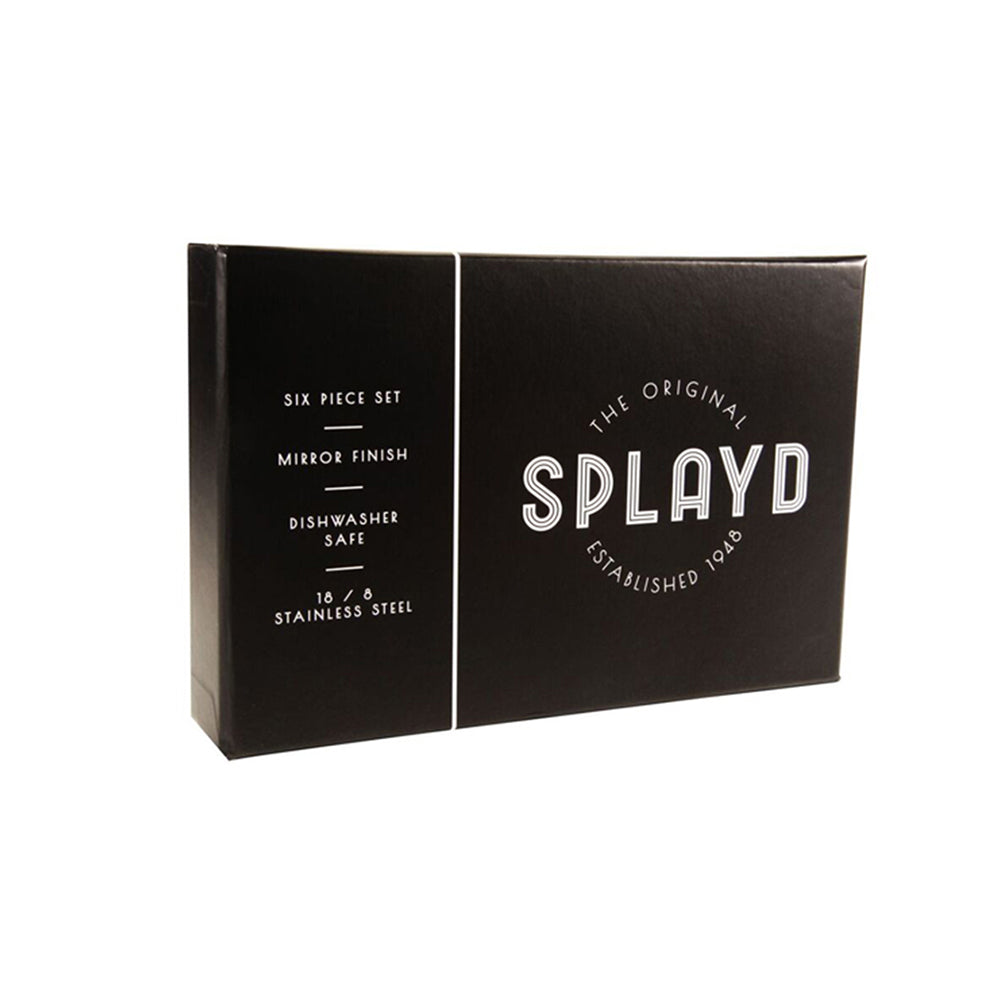74040-6pc-splayd-black-label-14-5cm-stainless-steel-mini-knife-spork-set-silver