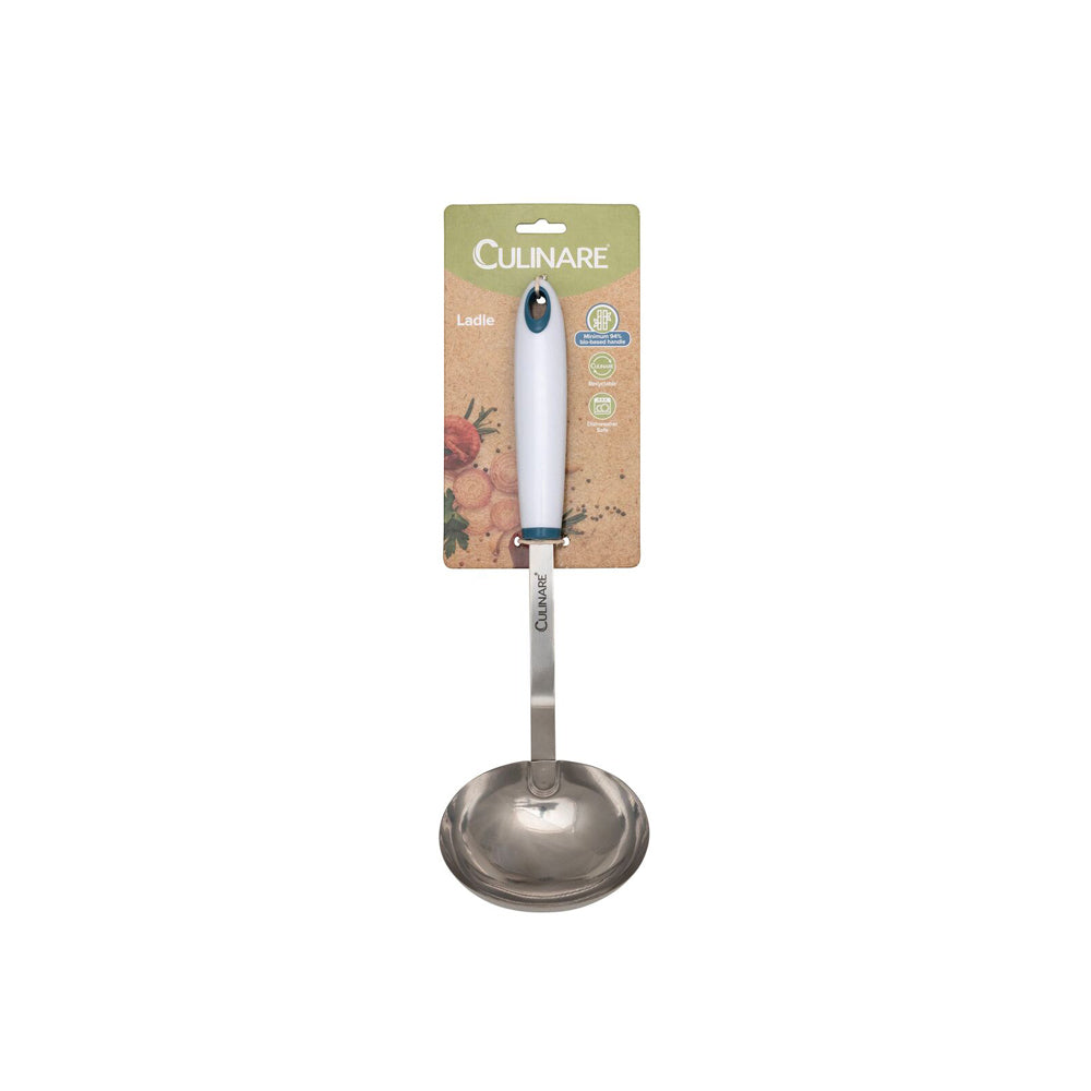 7856-culinare-bio-plastics-28cm-stainless-steel-ladle-white