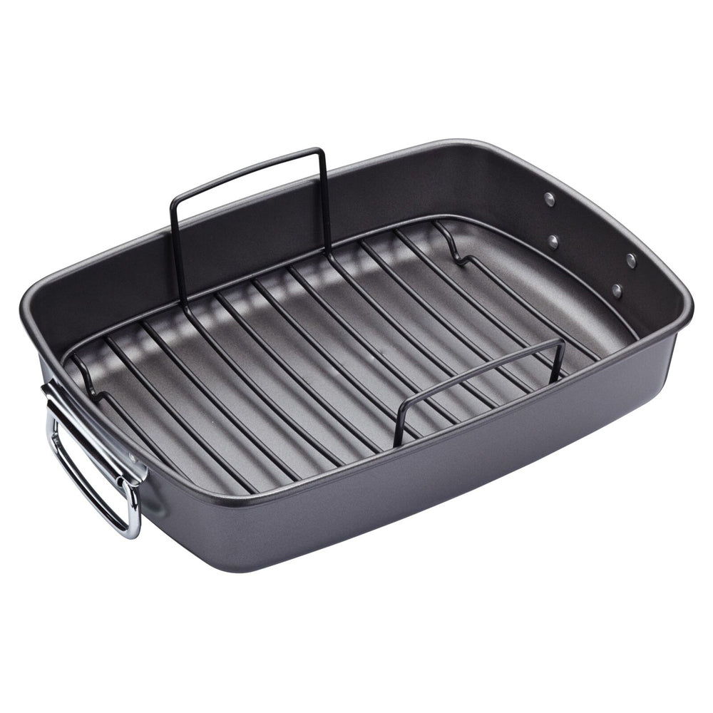 81117-mastercraft-40x28cm-heavy-base-non-stick-roaster-w-rack-black