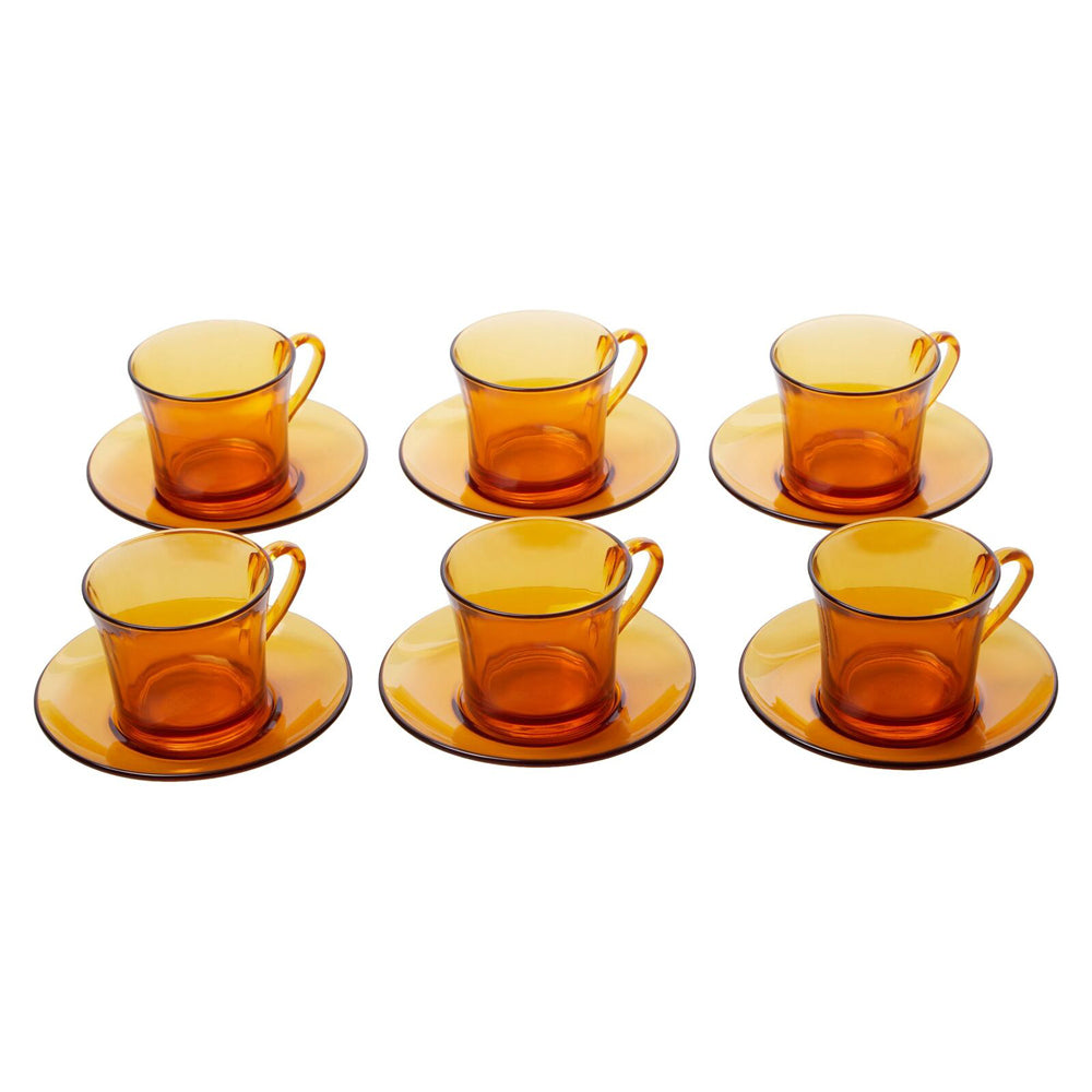 88155-6pc-duralex-lys-amber-180ml-tea-cup-saucer-brown