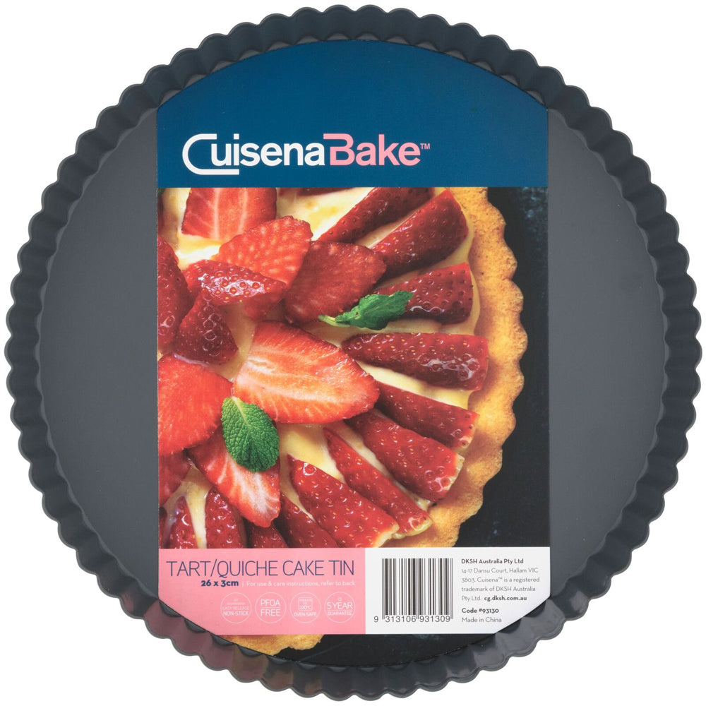 Cuisena 26x3cm Non-Stick Round Tart/Quiche Cake Tin - Grey
