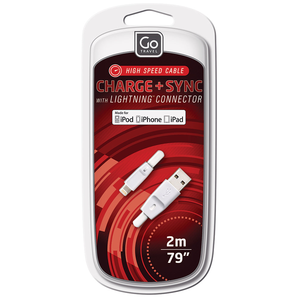 Go Travel 2M USB Lighting Cable - White