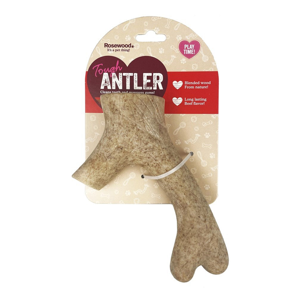 Rosewood Scented Wood Nylon Tough Antler Pet Dog Fun Fetch Playing Toy Brown