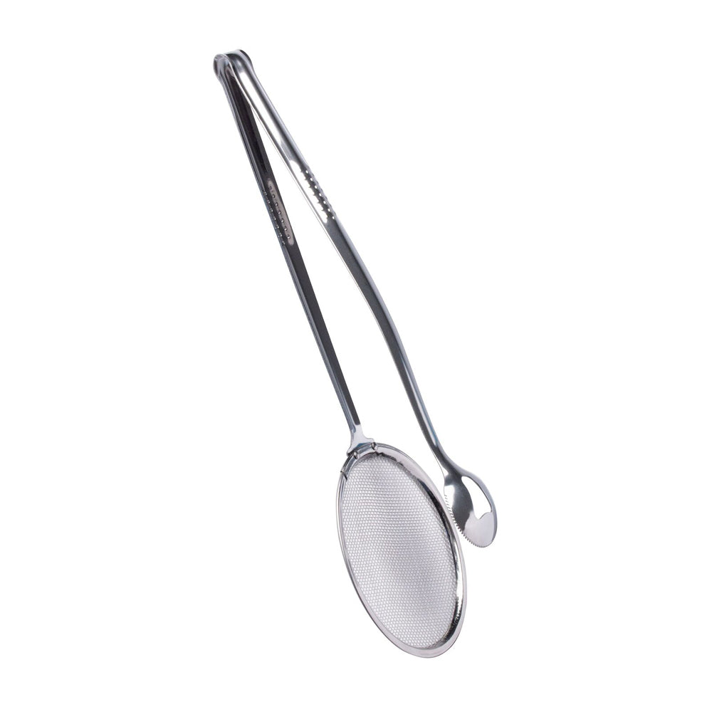 Cuisena 2-in-1 Stainless Steel Frying Tongs & Strainer - Silver