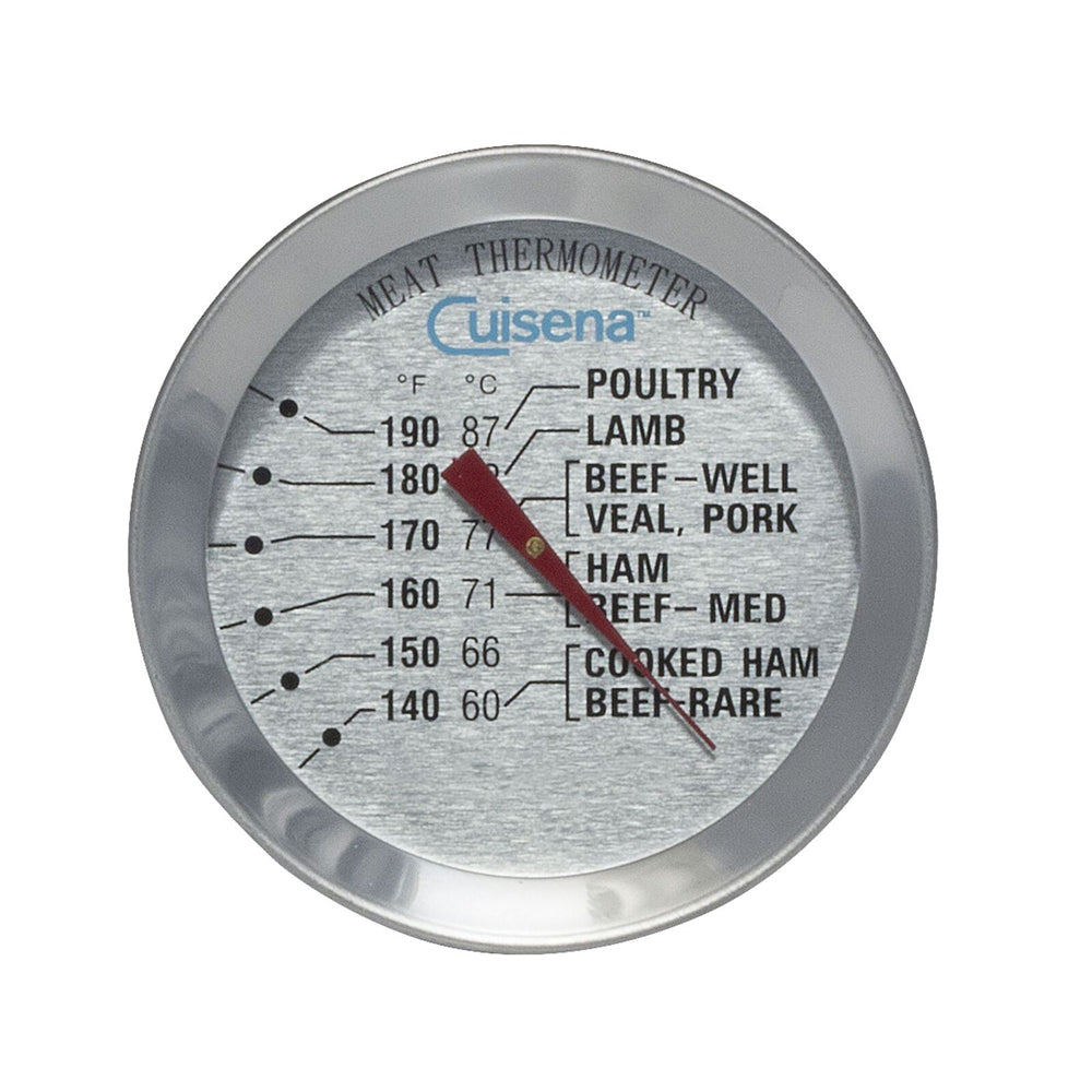 Cuisena Round Stainless Steel Meat Thermometer - Silver