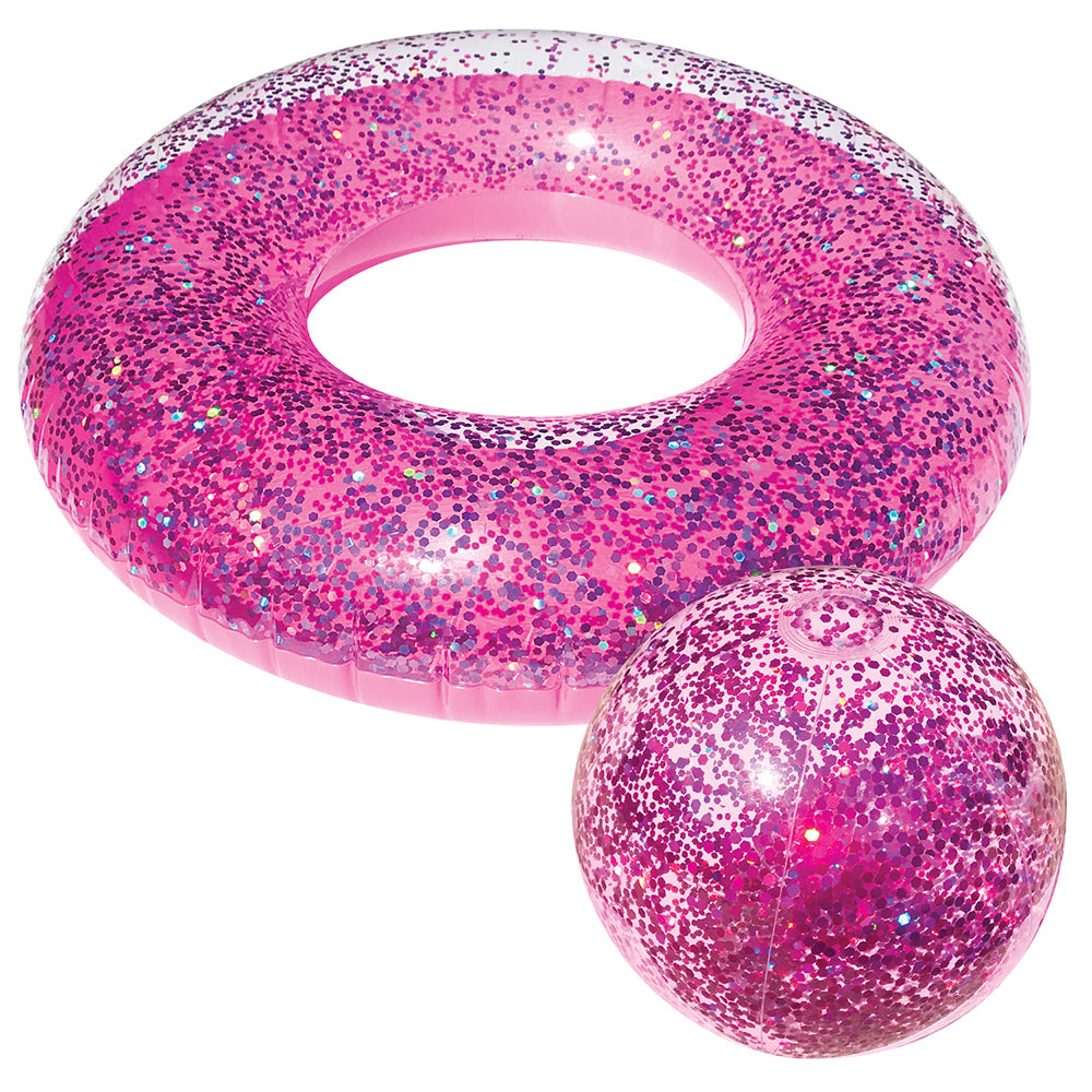 751203525100-2pc-land-sea-bling-inflatable-swim-ring-ball-set-pink