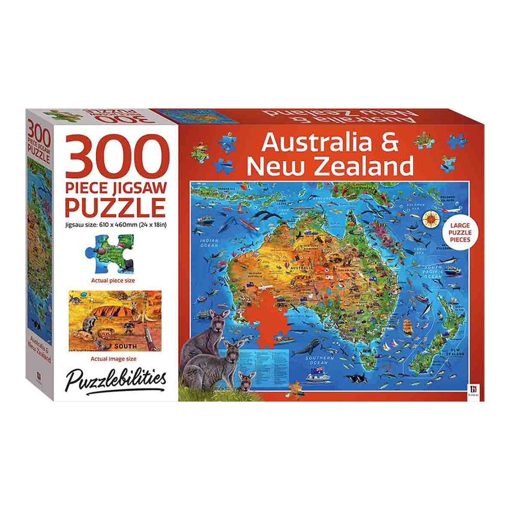300pc Elevate Puzzlebilities Australia & New Zealand Map 61x46cm Jigsaw