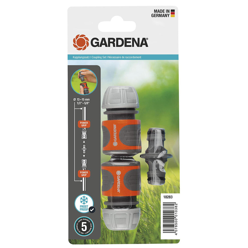 3pc Gardena 18283-20 Hose Connector And Coupling Set 13 & 15mm