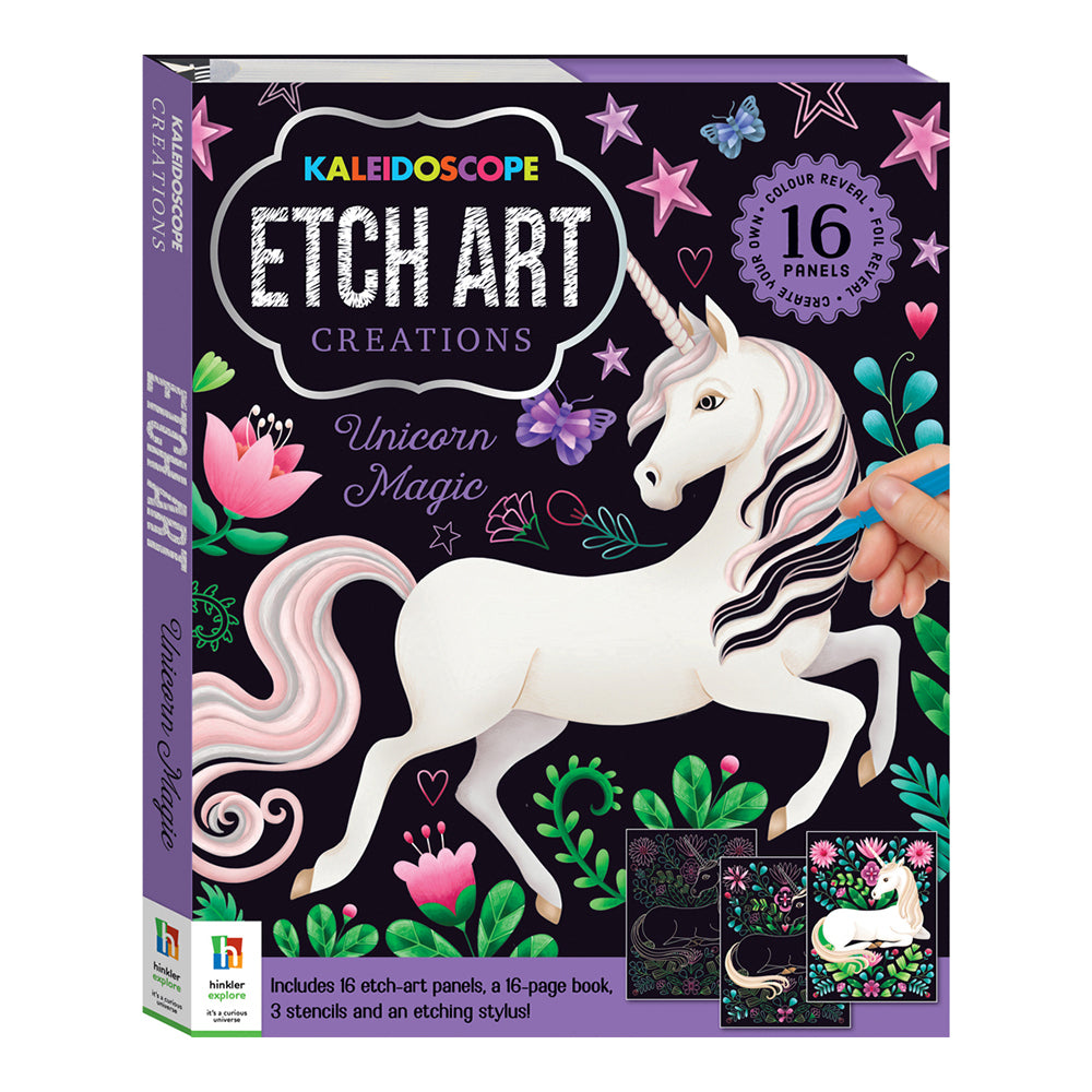 Kaleidoscope Etch Art Creations Unicorn Magic Colour Book Kids 6-12y