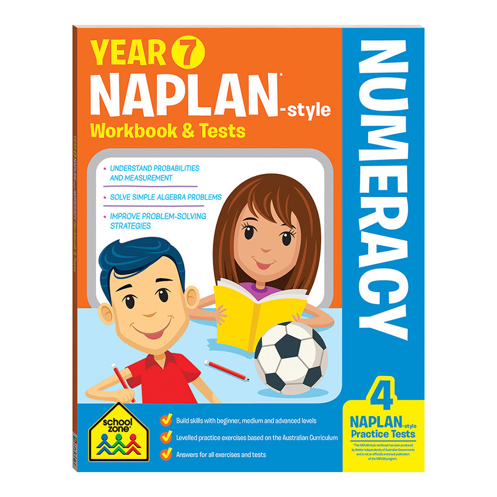 School Zone Year 7 Naplan*-style Numeracy Workbook & Tests Kids Book 12y+