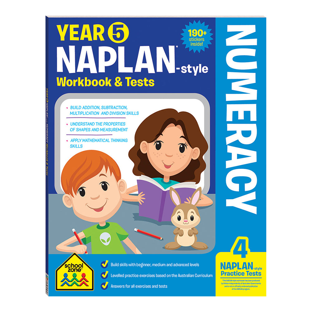 School Zone Year 5 Naplan*-style Numeracy Workbook & Tests Kids Book 10y+