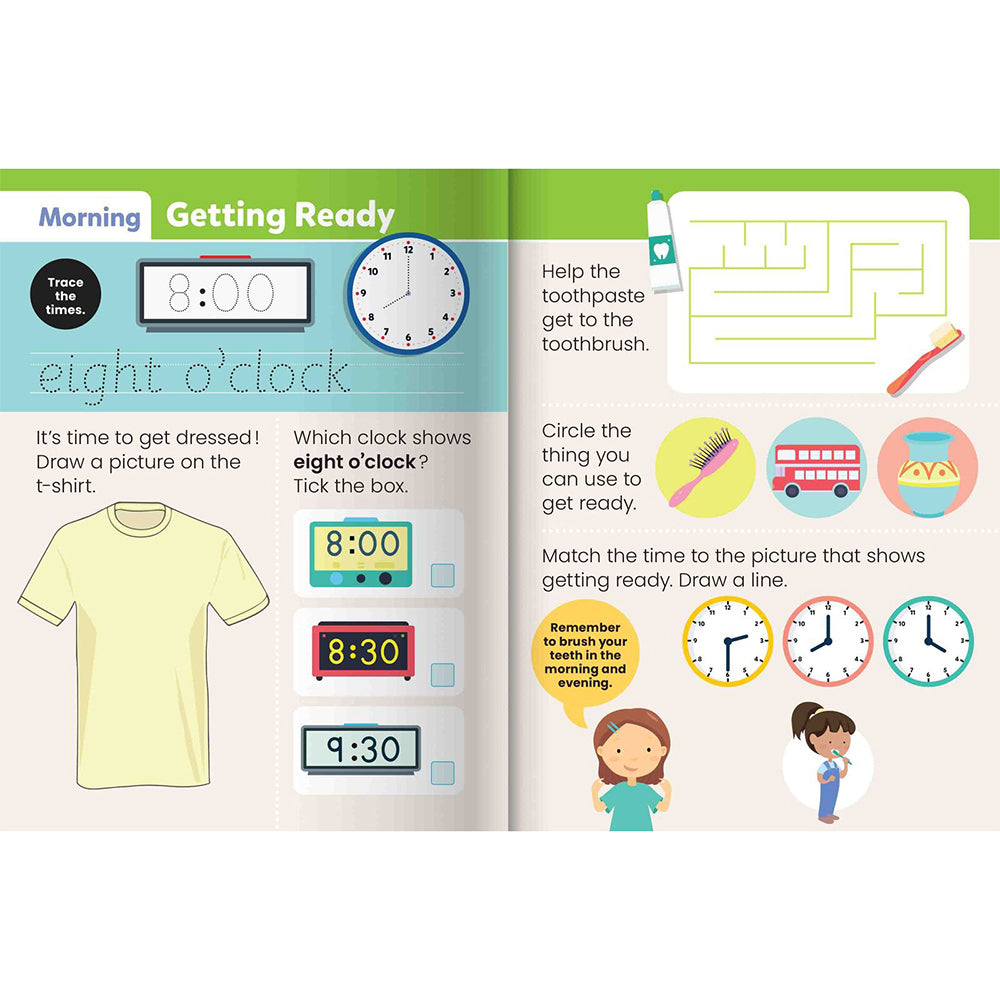 Junior Explorers: Write and Wipe Time Book Childrens Book 4y+