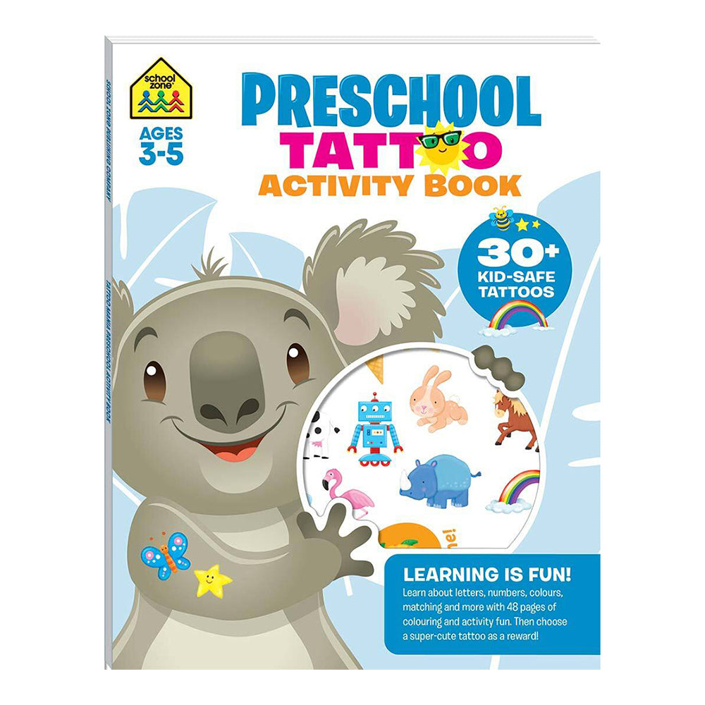 School Zone Preschool Tattoo Activity Book Childrens Activity Book 3y+