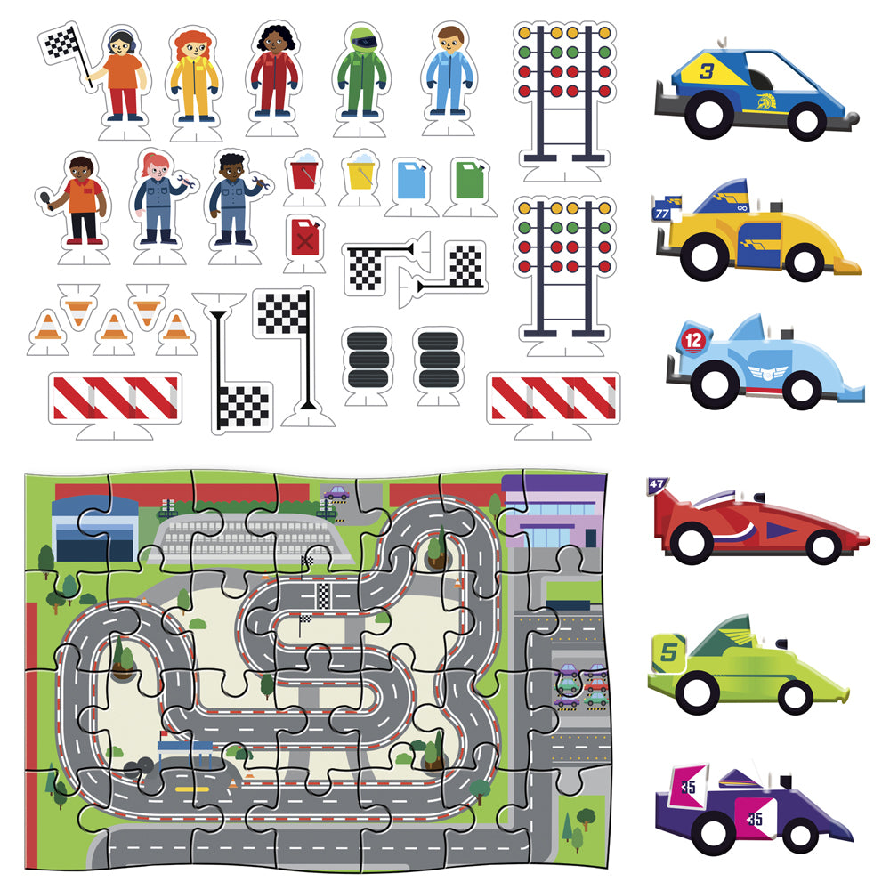 28pc Wonder Full Pull-Back & Go Kit Racing Cars Floor Puzzle/Book