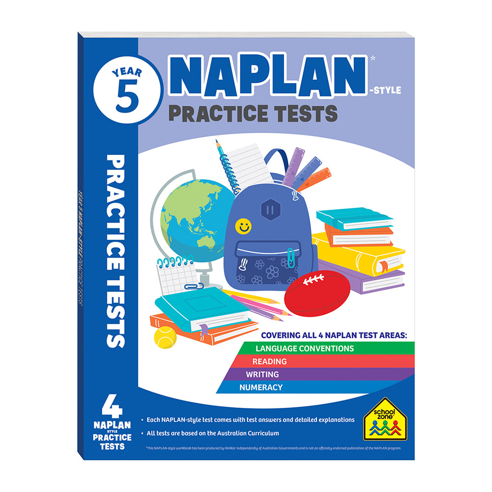 School Zone Year 5 Naplan*-style Practice Tests Kids Study Book 9y+