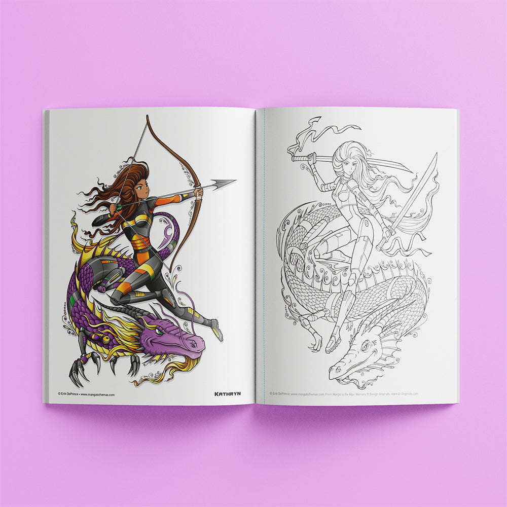 Kaleidoscope Manga to the Max Drawing and Colouring Book: Warriors