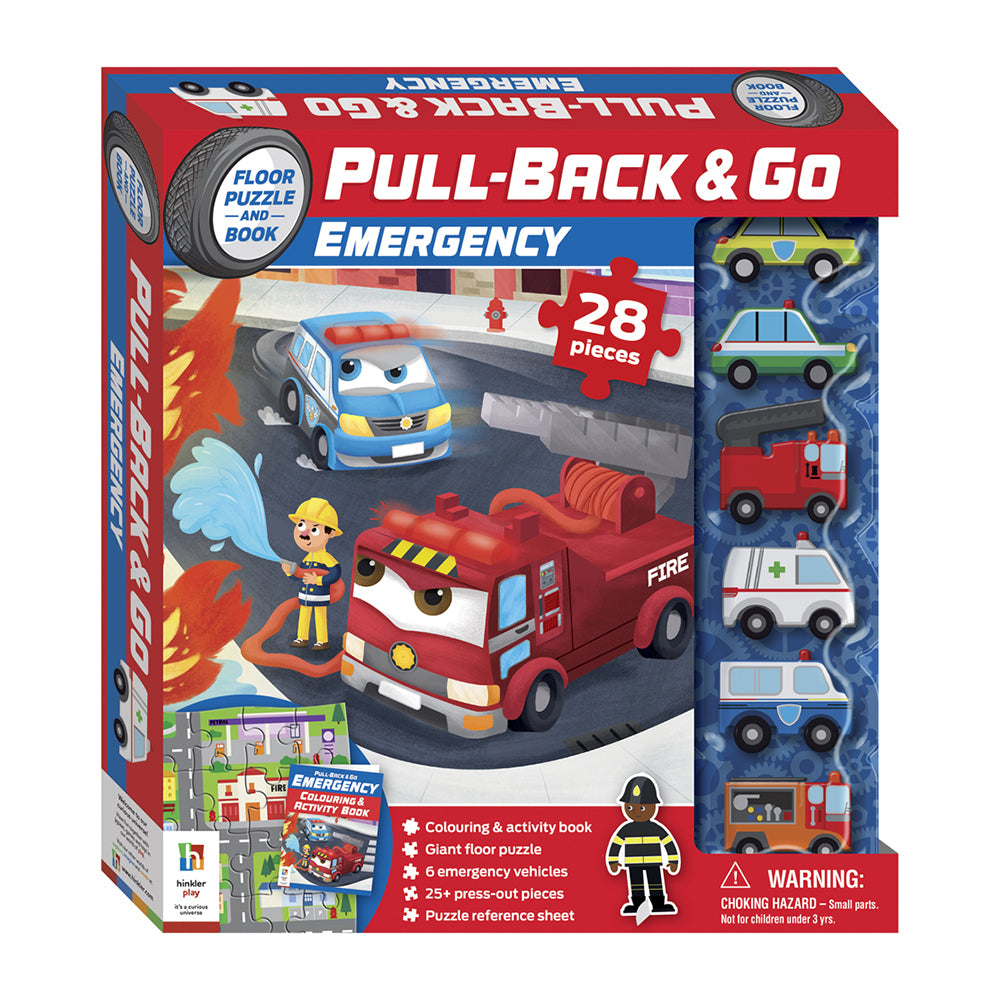 28pc Wonder Full Pull-Back & Go Kit Emergency Vehicles Floor Puzzle/Book