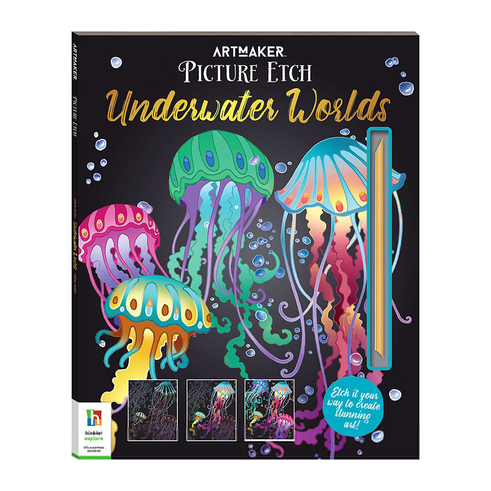 Art Maker Picture Etch Underwater Worlds Colouring Activity Book