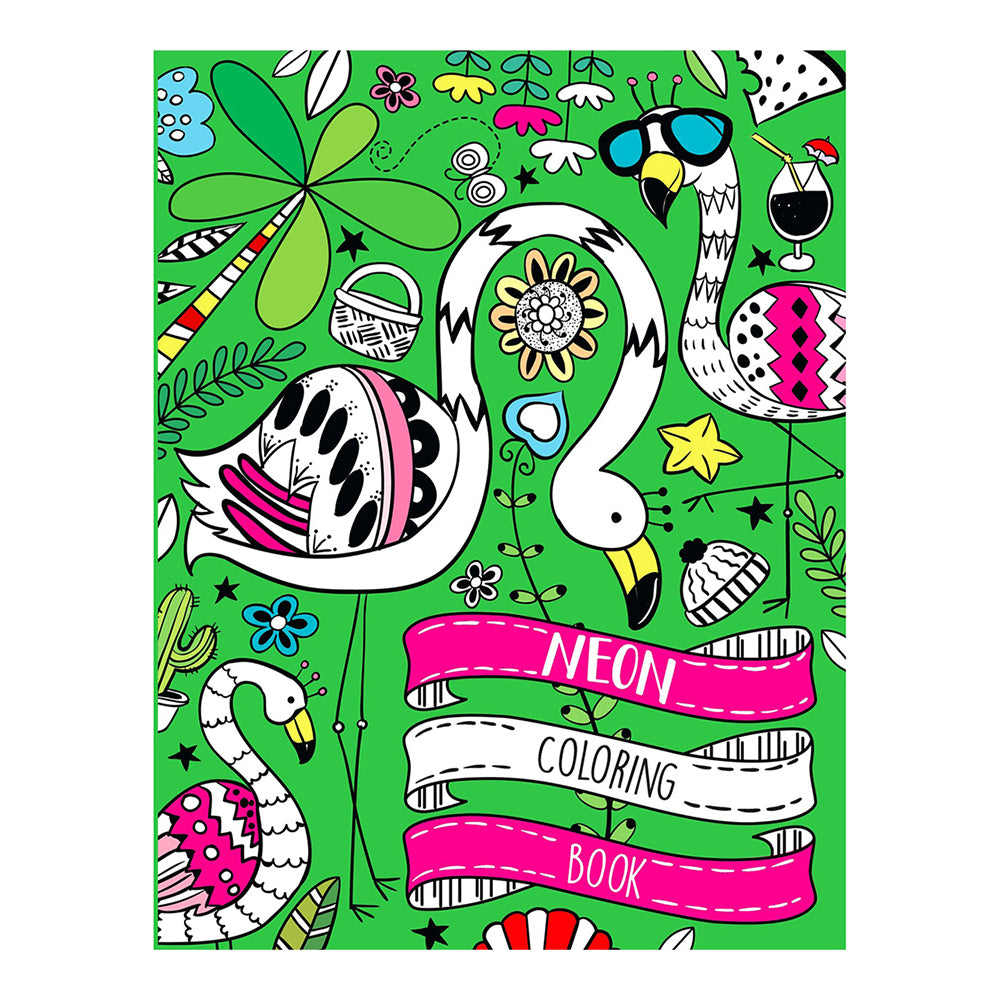 Bookoli Neon Colouring Flamingo Colouring Activity Book