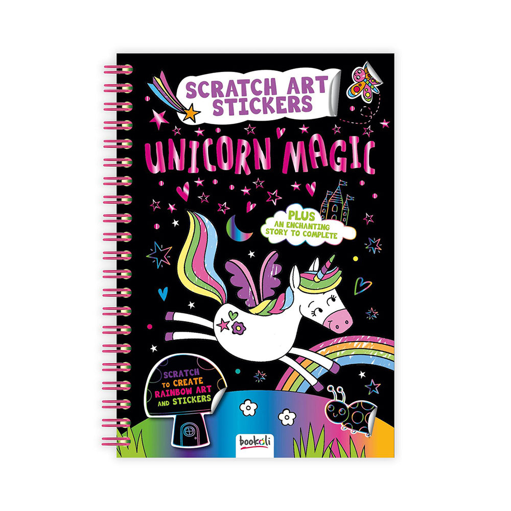 Bookoli Scratch Art Sticker Fun Unicorn Magic Art/Craft Activity Book 4y+