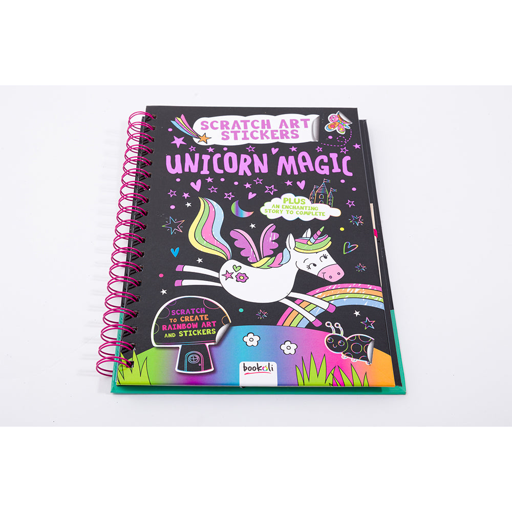 Bookoli Scratch Art Sticker Fun Unicorn Magic Art/Craft Activity Book 4y+