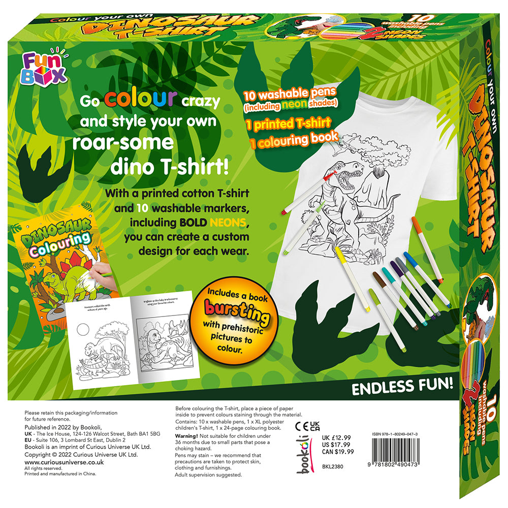 Bookoli Fun Box 7: Colour Your Own Dinosaur T-Shirt Craft Activity Kit