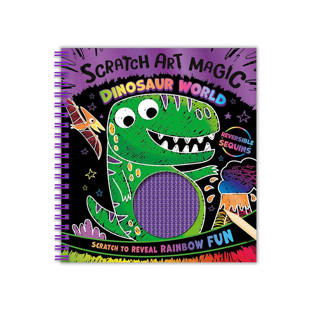 Bookoli Scratch Art Sequins Dinosaur World Art/Craft Activity Book 4y+