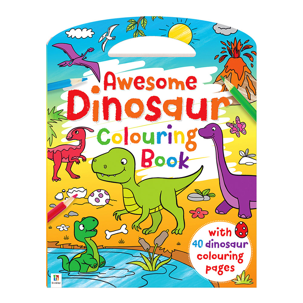 Wonderfull Awesome Dinosaur Kids Colouring Book w/ Handle