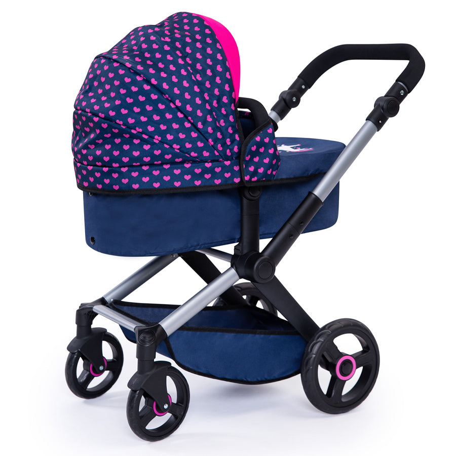 211-17054-bayer-xeo-compact-doll-pram-dark-blue-w-pink-heart-print-kids-3y