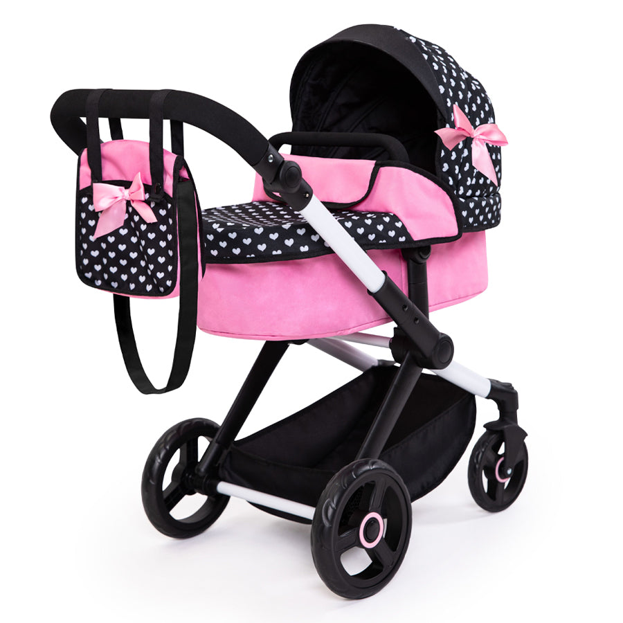 211-17060-bayer-xeo-compact-doll-pram-pink-w-white-hearts-pink-bow-kids-3y