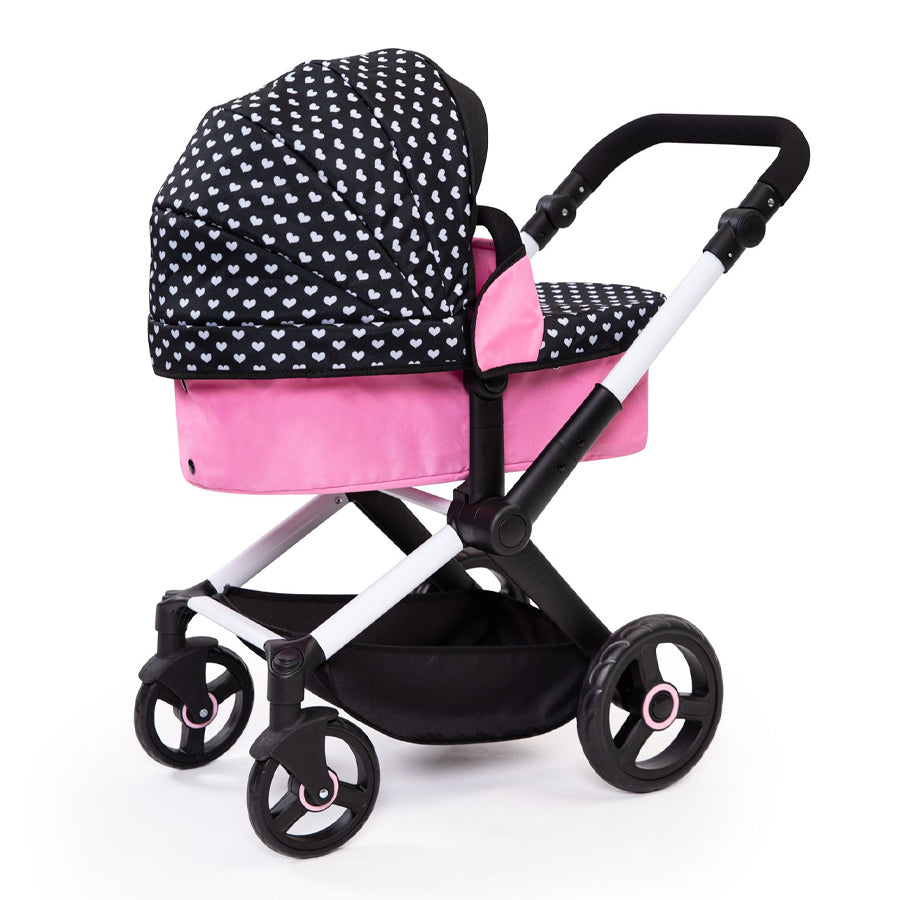 211-17060-bayer-xeo-compact-doll-pram-pink-w-white-hearts-pink-bow-kids-3y