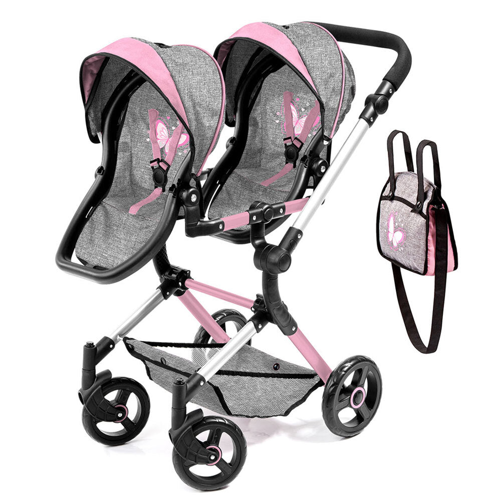 211-26233-bayer-twin-neo-doll-pram-grey-pink-w-butterfly-motif