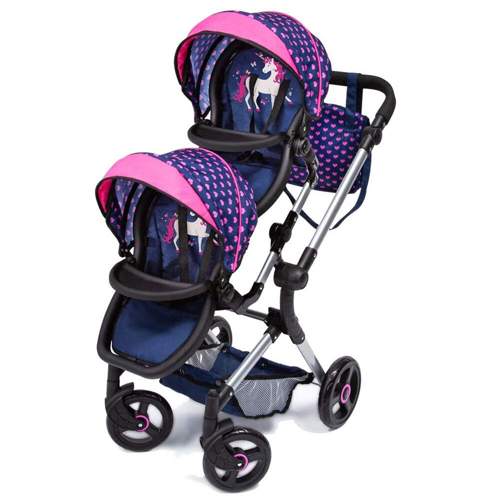 211-26254-bayer-twin-neo-doll-pram-blue-w-pink-hearts-unicorns