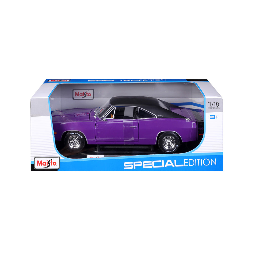 45131387pur-maisto-1-18-1969-dodge-charger-r-t-purple-with-black-roof-model-car-toy-3y