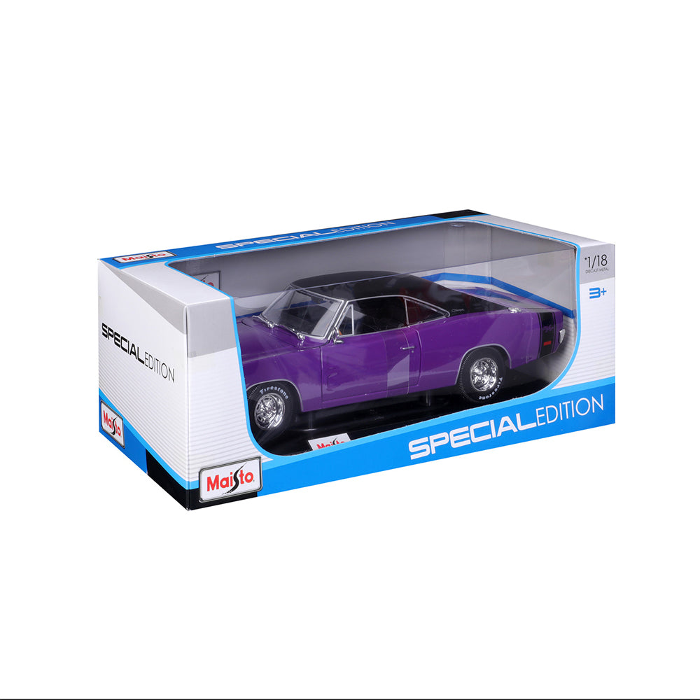 45131387pur-maisto-1-18-1969-dodge-charger-r-t-purple-with-black-roof-model-car-toy-3y