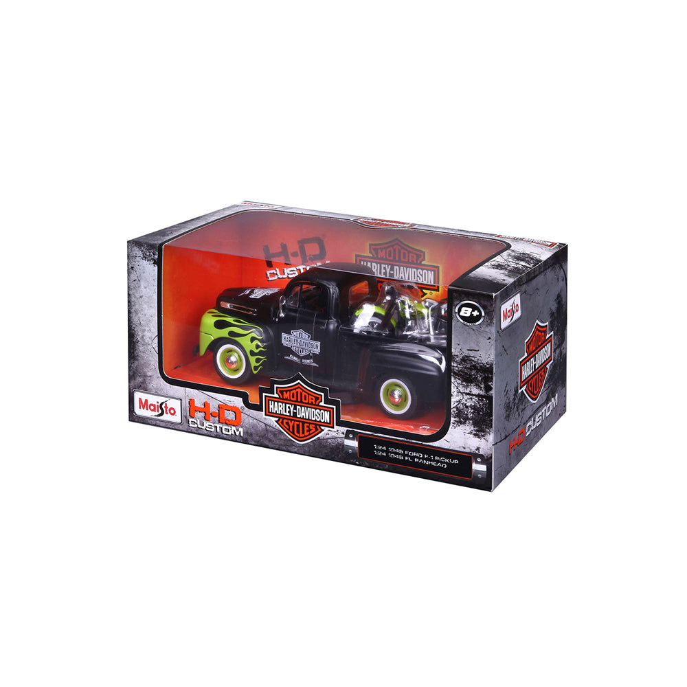46032171-maisto-1-24-harley-davidson-ford-1948-f1-pickup-fl-panhead-model-car-8y