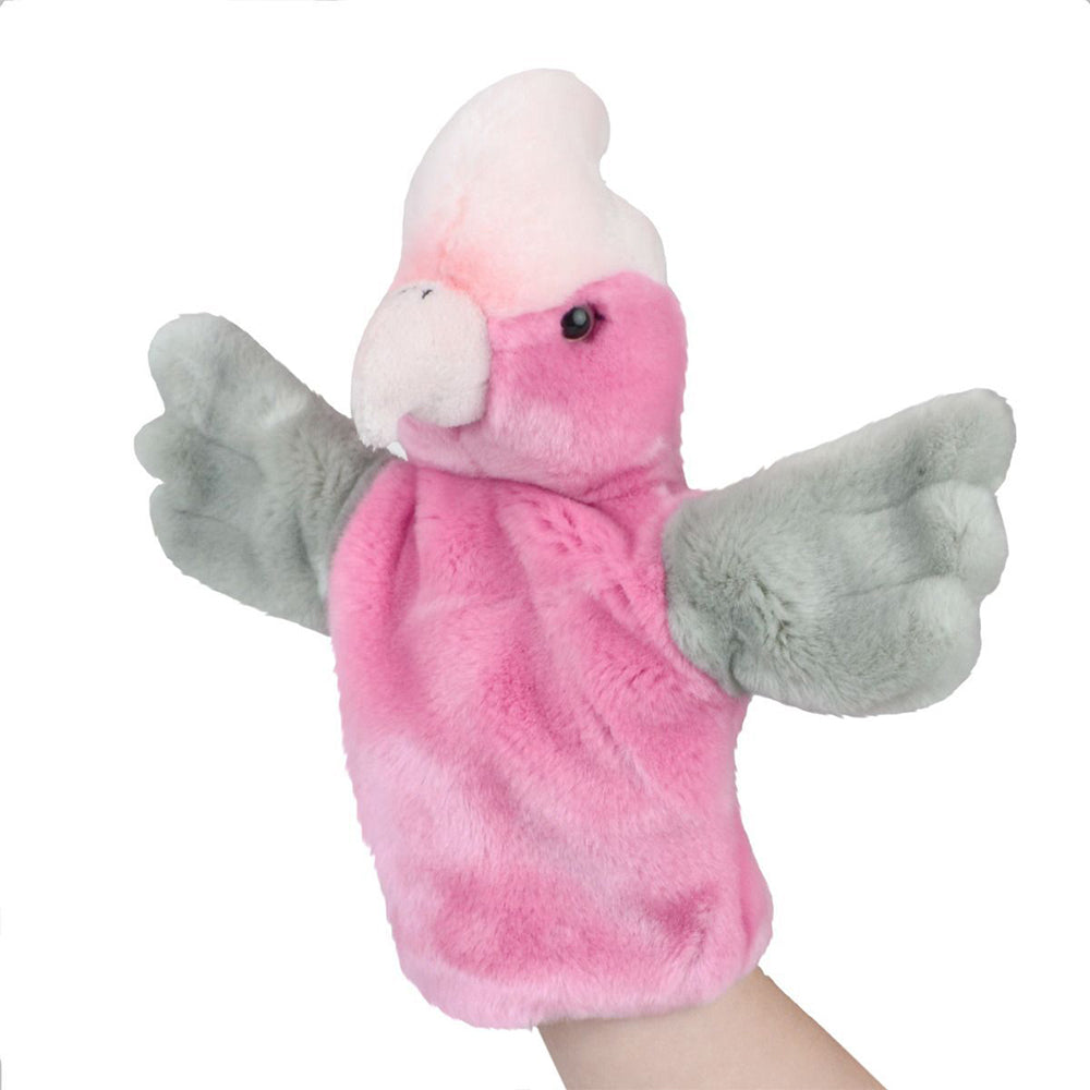 57i0268278-lil-friends-26cm-galah-animal-hand-puppet-kids-soft-toy-pink