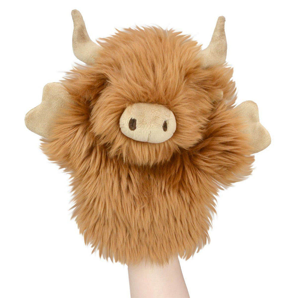 57i0268643-lil-friends-26cm-highland-cow-animal-hand-puppet-kids-soft-toy-brown