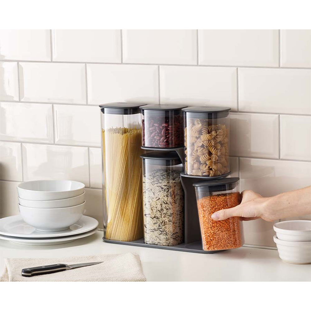 81071-5pc-joseph-joseph-podium-storage-jar-set-w-stand-grey