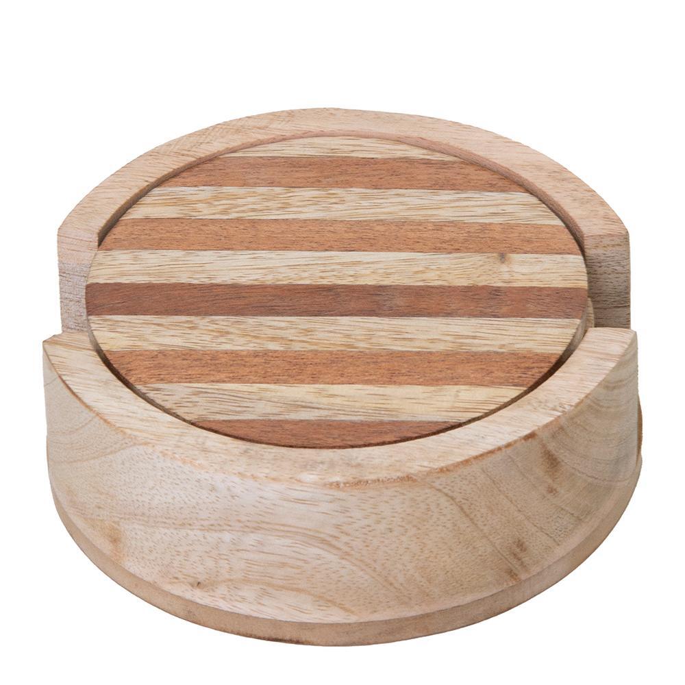 4PK J. Elliot Willow Round Coaster 10x10cm Natural & Brown