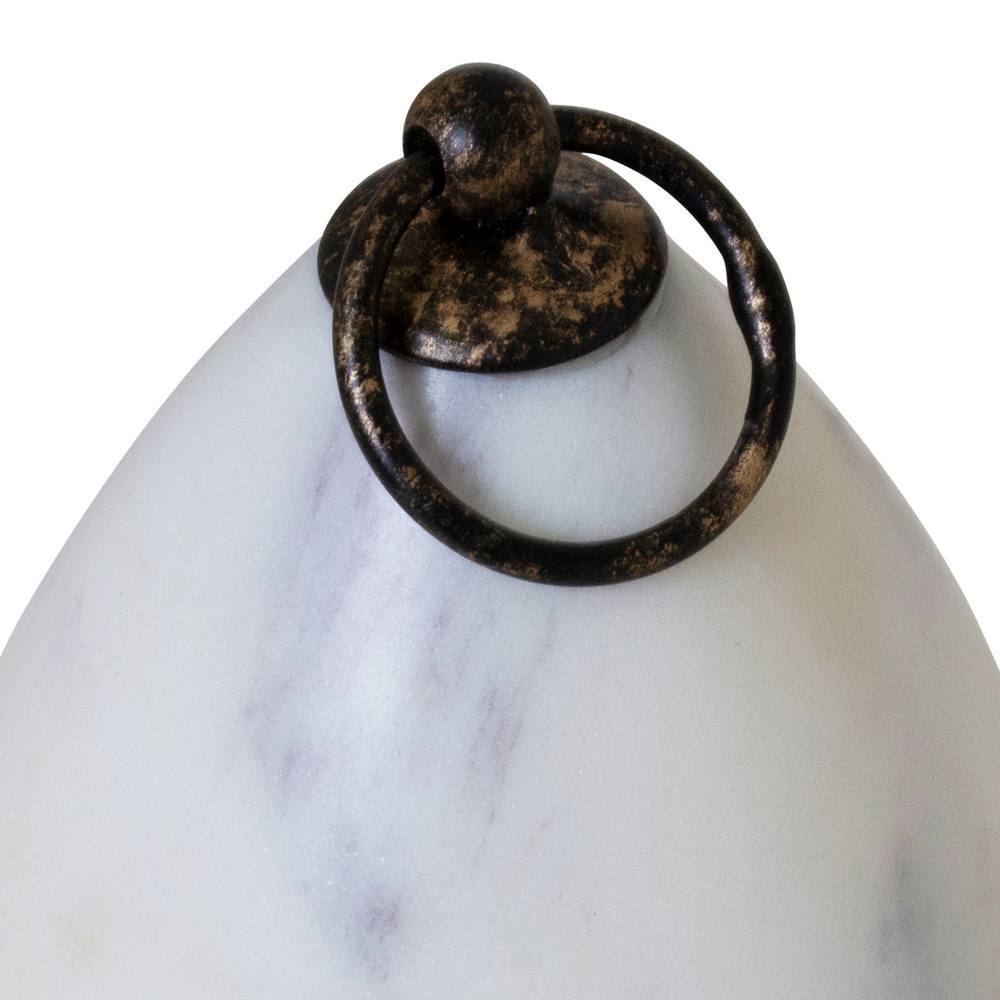 J.Elliot Nessa 14x9cm Door Stop w/ Metal Ring Handle - White Marble
