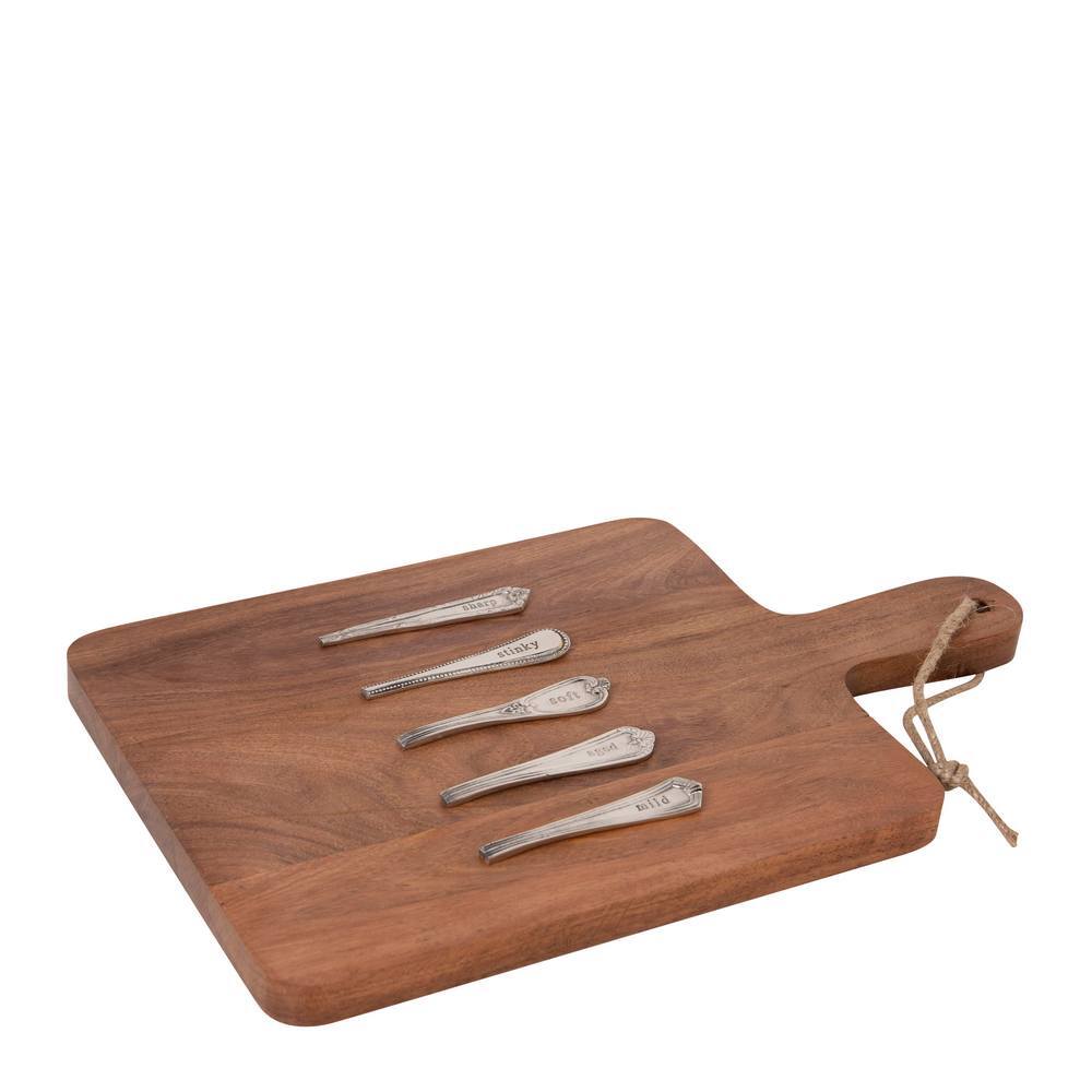 J. Elliot Ched Cheese Board & 5pc Marker Set 38x23x2cm Natural & Silver